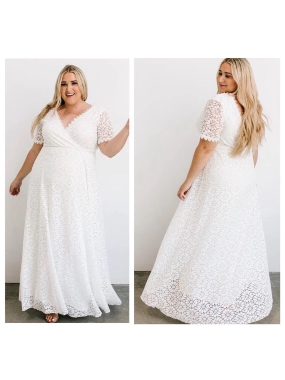 NWT Baltic Born Venice White Lace V Neck Romantic Maxi Dress, Sz large